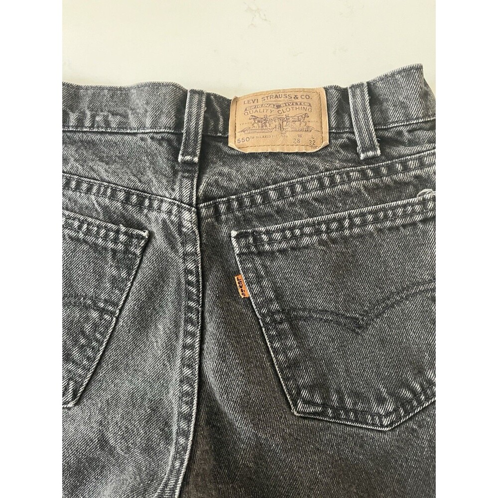Vintage Levi's 550 Jeans Mens 28x32 Black Relaxed Fit Tapered Leg Orange Tab